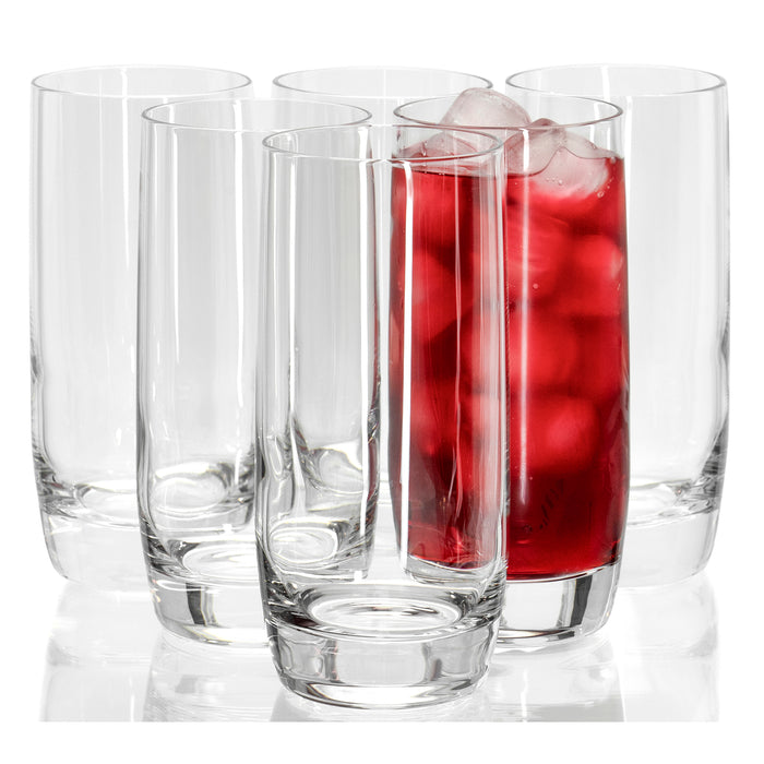 Red Co. Tall Highball Clear Drinking Glass Set of 6 for Water, Juice, Beer, Wine, and Cocktails 11.8oz