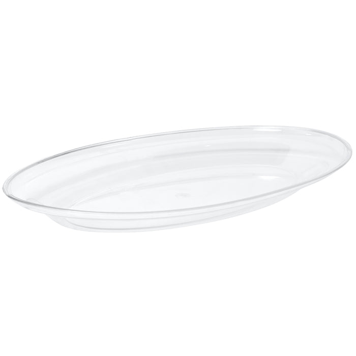 Red Co. Clear Polystyrene Oval Platter for Fruits and Vegetables Display, Serving, Prepping, Kitchen Decoration, 14.75" x 9.75" - Made in USA