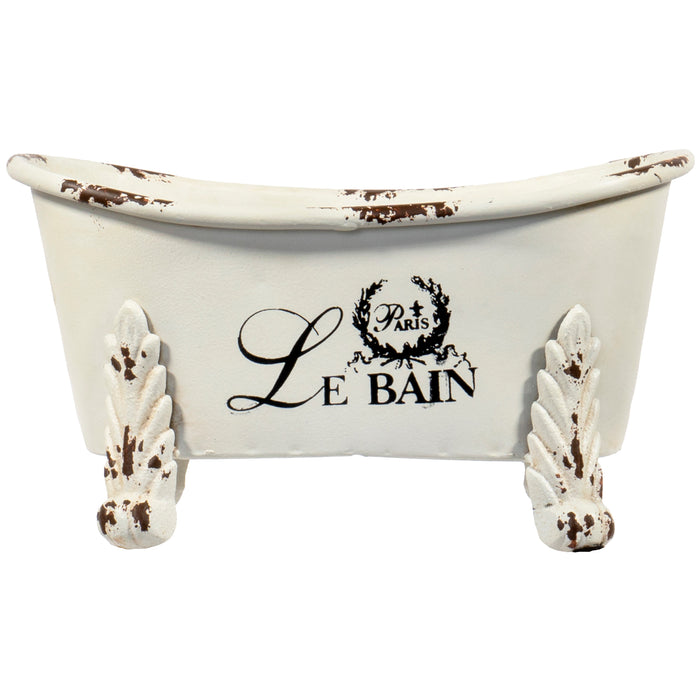 Red Co. Five Inch Standing Mini Bathtub with Four Clawfoot Legs, Pair with Bathroom Toiletries and Shower Accessories, White Metal with Le Bain Paris Logo