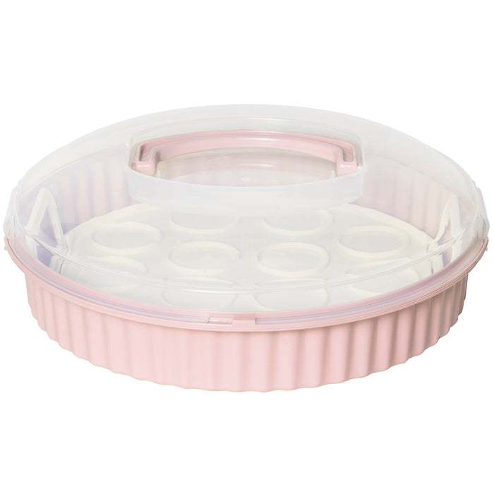 Red Co. Plastic Cupcake Carrier Holder, Pastry Storage & Carrying Container with Lid & Handle, 13"