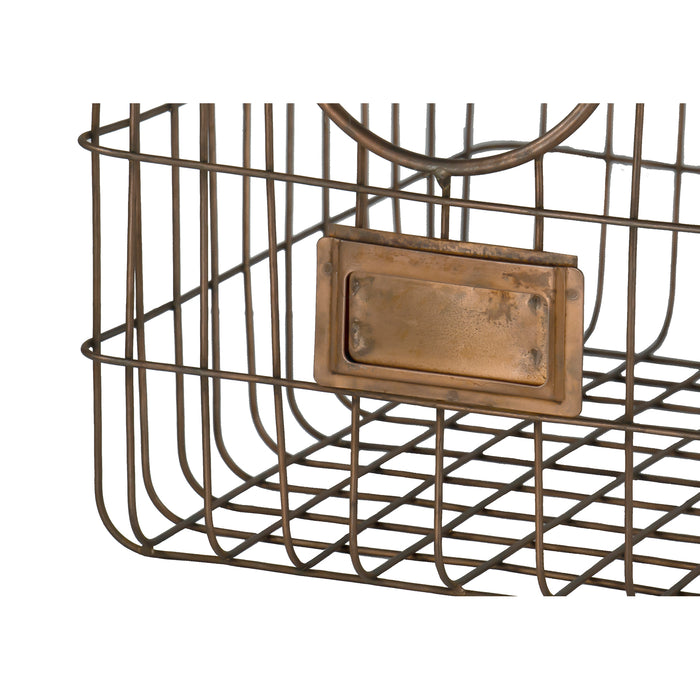 Red Co. Large Copper Finished Metal Nesting Storage Baskets with Label and Handles for Kitchen, Living Room, Bedroom Organization - Set of 2