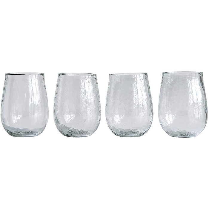 Premium Collection Hand Blown Stemless Wine Glasses, Made of Recycled Glass, 14oz. - Set of 4