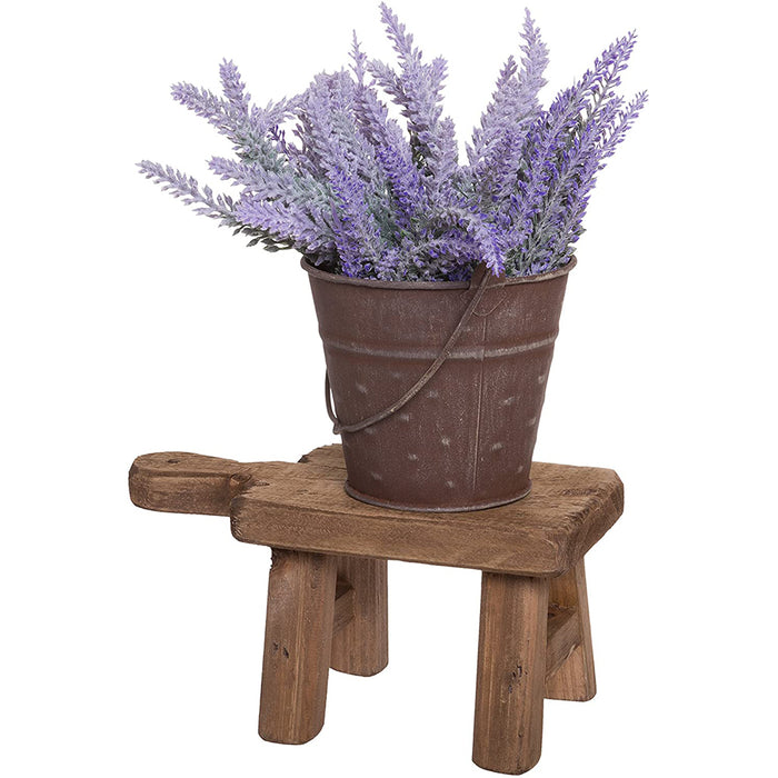 Red Co. Casual Country Mini Square Wooden Stool, Shabby Chic Display Stand and Table Top Potted Plant Holder, 6 Inches High