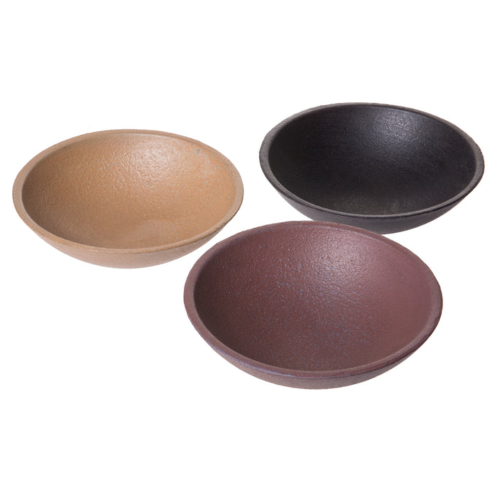 Red Co. Round Wooden Decorative Trinket Dishes,Black, Brown and Grey Finish, Set of 3 Colors, Small