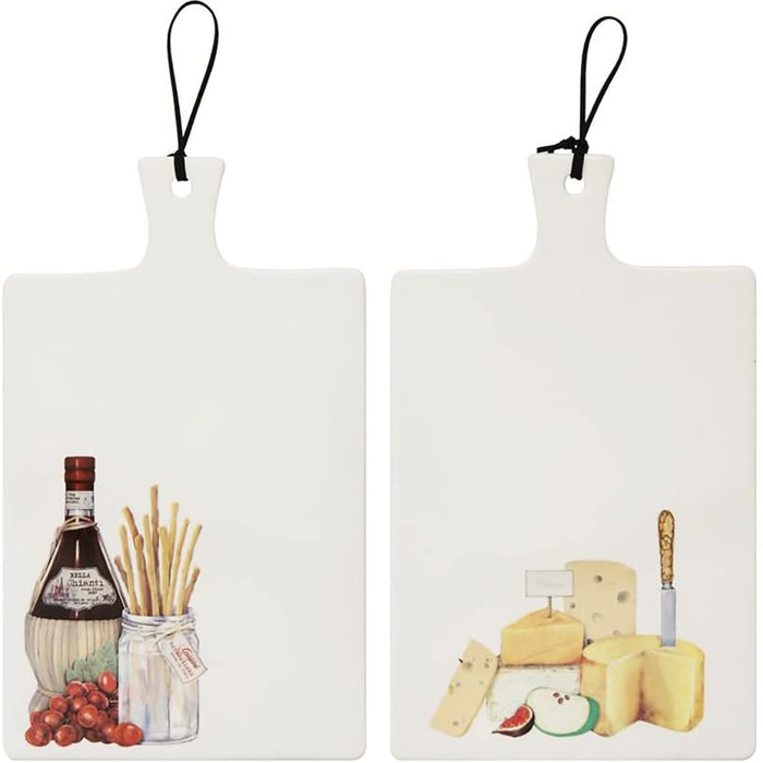 Sonoma Collection Stoneware Cheese Serving Board with Leather Tie - Set of 2-13"L x 8"W