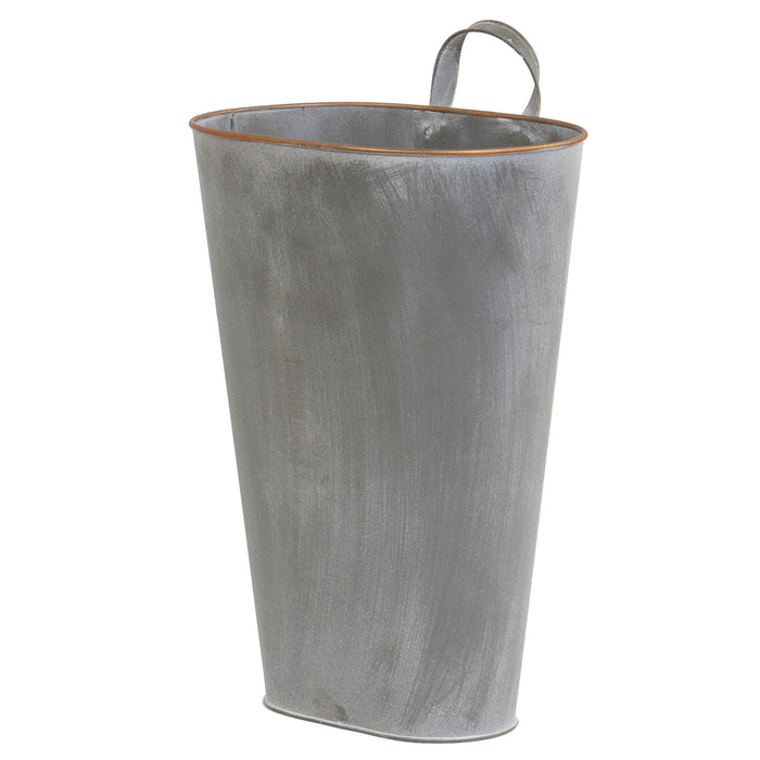 Red Co. Farmhouse Style Galvanized Metal Floor Hanging Multifunctional Bucket in Brushed White