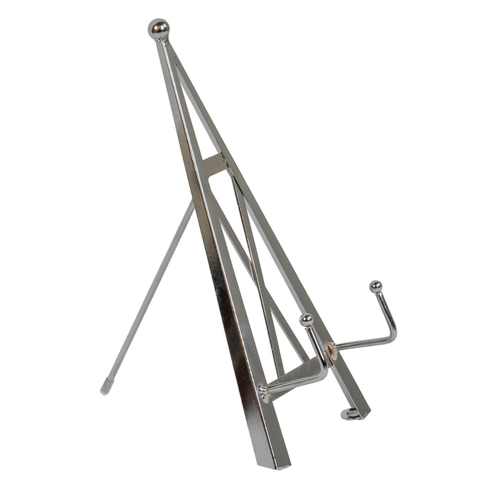 Red Co. Industrial Style Decorative Plate Stand and Art Holder Easel in Chrome Silver Finish - 11" H