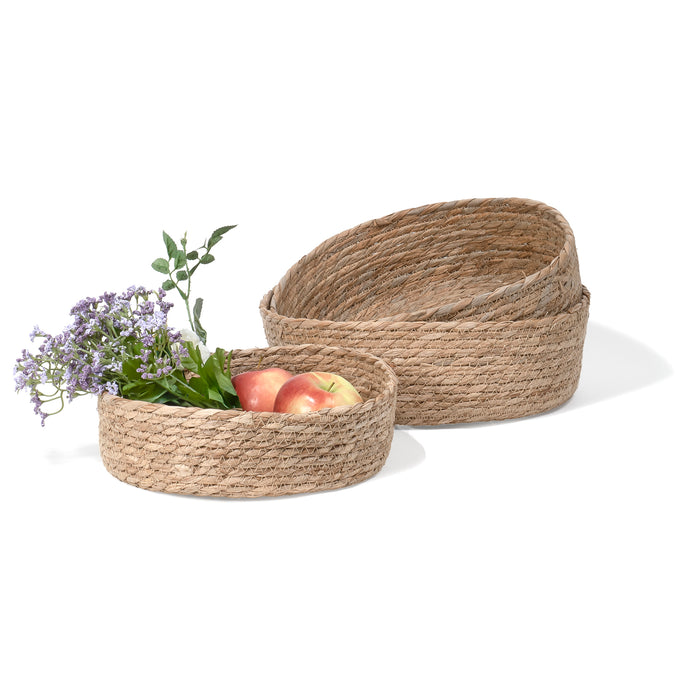 Red Co. Set of 12”, 11”, and 10” Decorative Nesting Seagrass Storage Baskets in 3 Sizes
