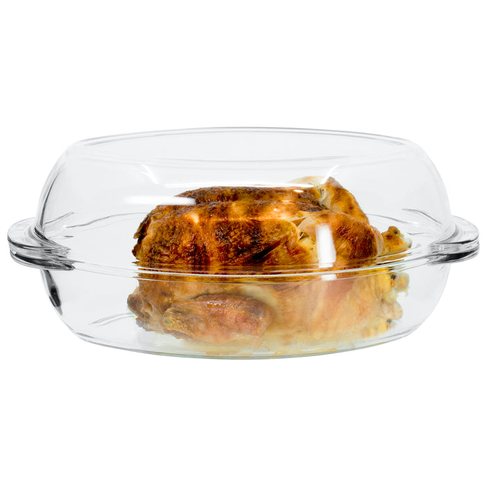 Red Co. Oval Clear Glass Casserole Baking Dish 2 Piece Set for Oven, Microwave, Dishwasher, Fridge - 13.25" x 7.75"