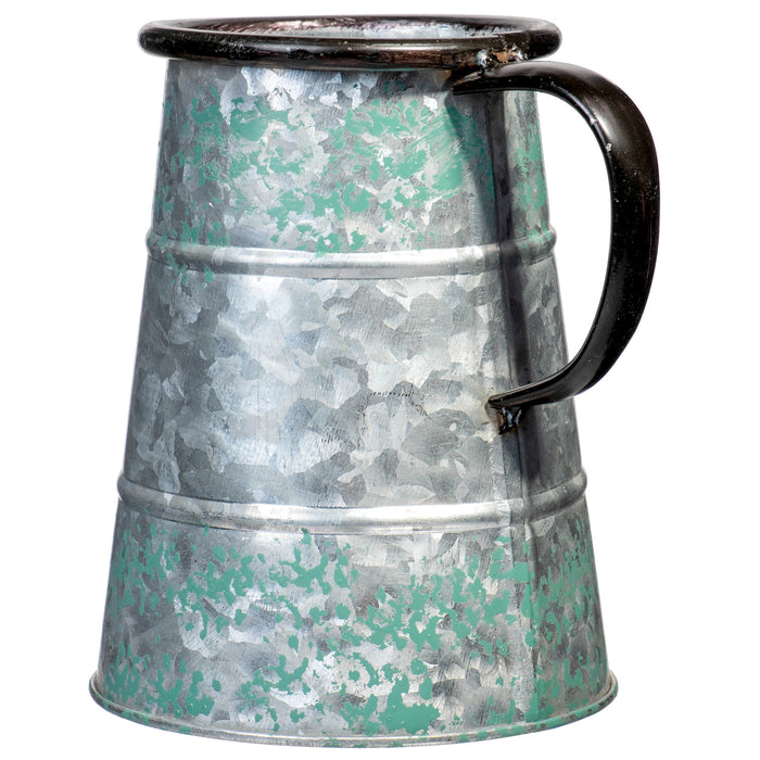 Red Co. Distressed Metal Vintage Style Tavern Mug/Small Galvanized Milk Jug - 6"
