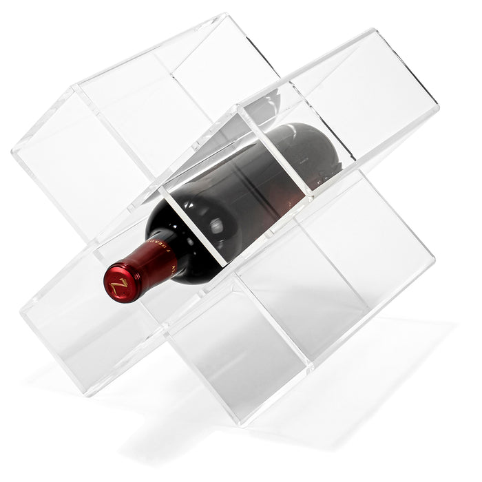Red Co. Decorative Clear Acrylic Tabletop Criss Cross 6 Bottle Display & Storage Wine Rack Stand for Home Kitchen Bar