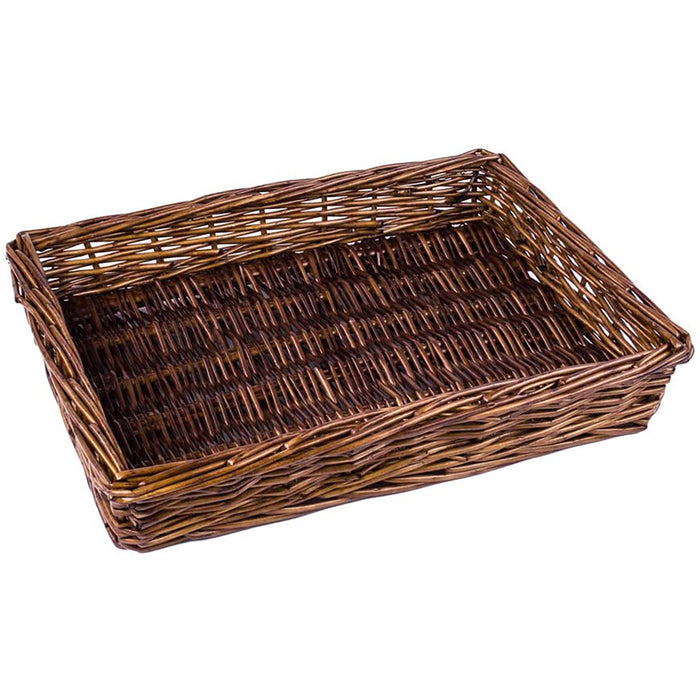 Natural White Willow Snack Basket/File Tray Organizer in Dark Caramel Brown - 11.5 Inches
