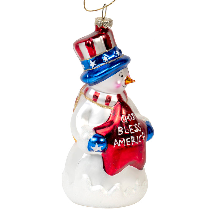 Red Co. Hand Crafted Decorative Glass Christmas Tree Ornaments, God Bless America