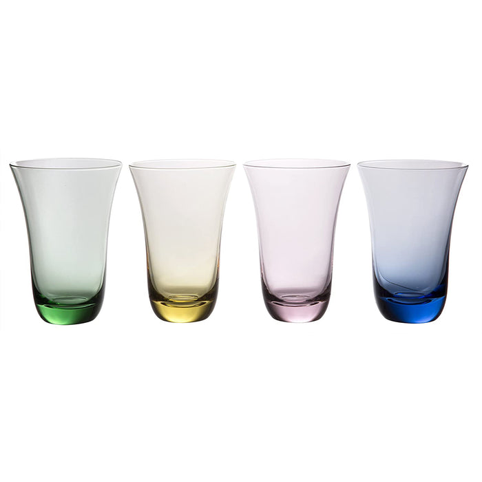 Aurora Rainbow Deluxe Highball Glasses, Modern Colored Glassware, Set of 4, 16 fl oz