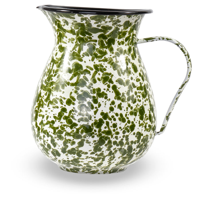 Red Co. Green Speckled Tin Pitcher, Drip Free Cold Water Jug Perfect for Iced Tea, Sangria, Lemonade — 2 Liter