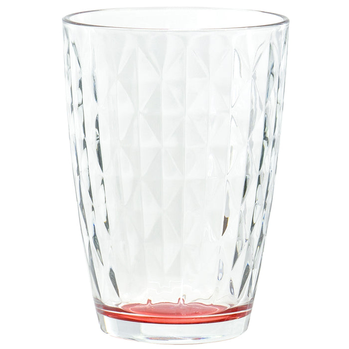 Diamond Pattern Clear Tumbler Multi Colored Base Drinking Glass for Water, Juice, Beer, Whiskey, and Cocktails, 13 Ounce - Set of 6
