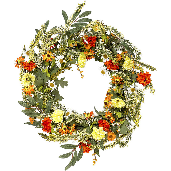 Red Co. 22 Inch Sunny Day Wreath for Indoor Outdoor Front Door Walls Windows and Party Decoration