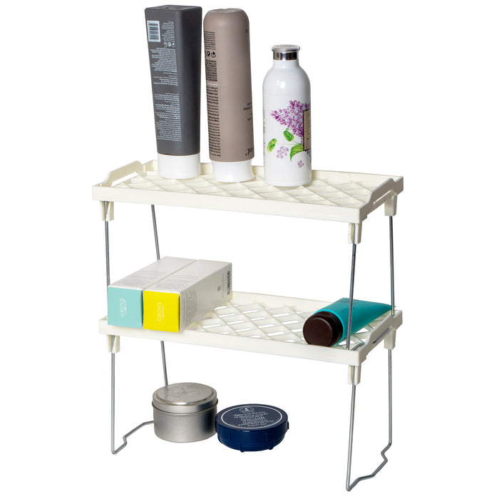 Red Co. Rectangle Shelf 2 Piece Stackable (11.5 x 5.5 Inch) Multilevel Organizer for Kitchen Cabinet or Bathroom