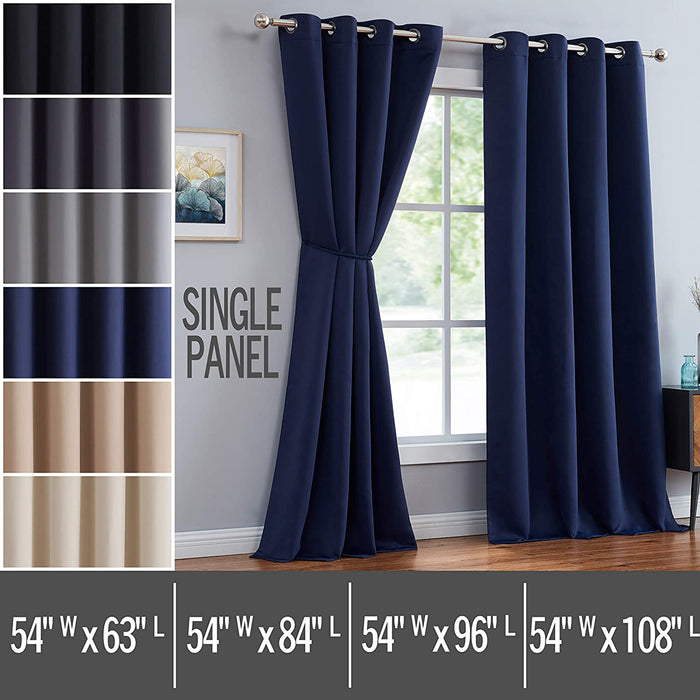 Red Co. Blackout Curtain with Grommets and Rope Tieback - Single Panel