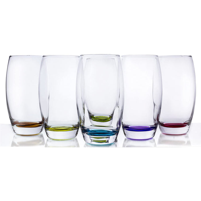 Prism Multi Colored Water Beverage Glasses, 16 Ounce - Set of 6