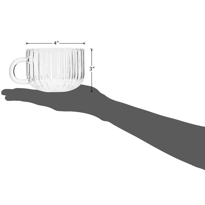 Red Co. 13 fl oz Classic Tea Coffee Clear Glass Cups — Set of 4 Mugs