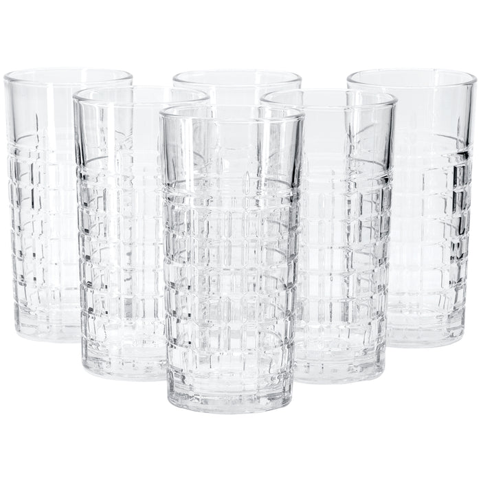 Red Co. Square Texture Short Drinking Glass Set of 6 for Water, Juice, Beer, Cocktails, Wine, Whiskey