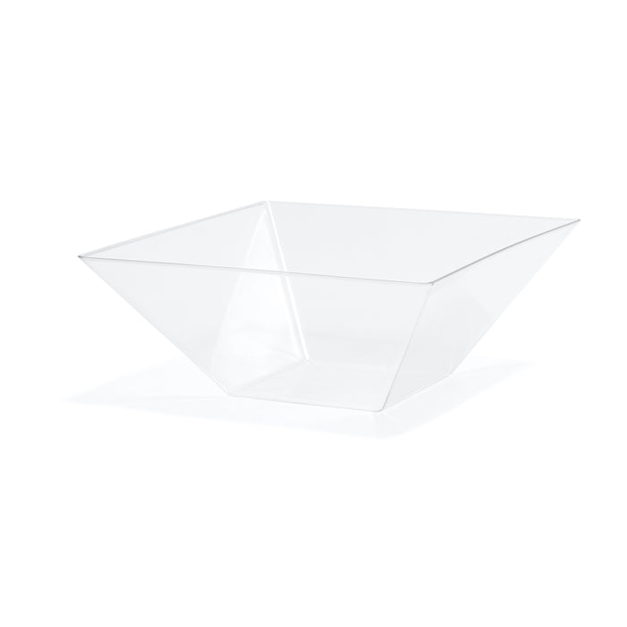 Red Co. Clear Square Polystyrene Funnel Bowl for Fruits and Vegetables, Dining Table Kitchen Decoration, 11" x 11" - 4 Quart -Made in USA