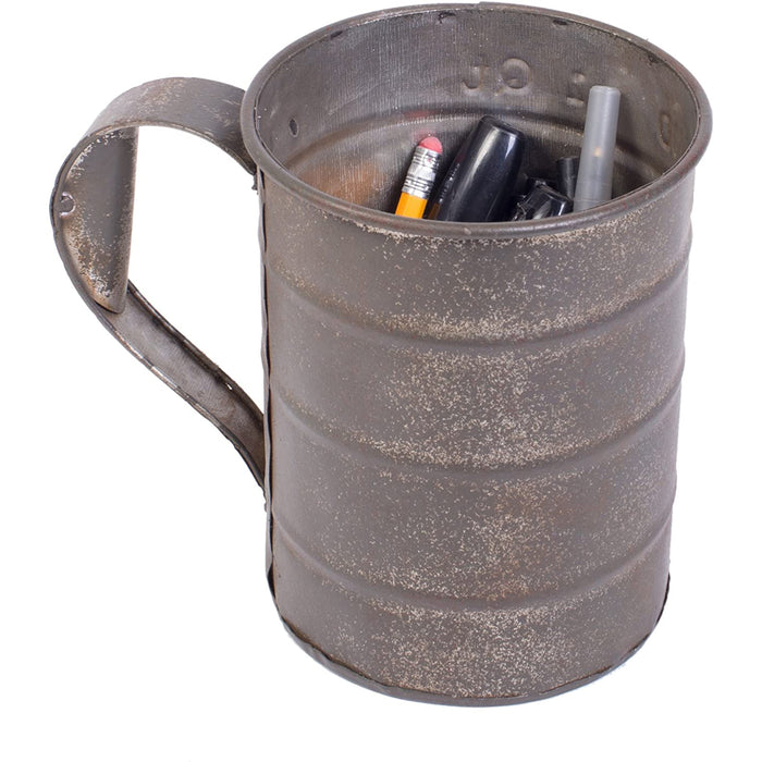 Galvanized Metal Rustic Measuring Cup Single Pot Planter Bucket with Handle