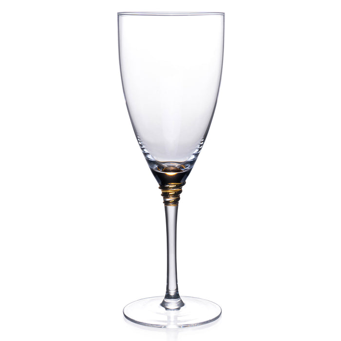 Crystal Clear Handcrafted Helix Gold Wine Glasses and Champagne Flutes, 10 Ounce - Set of 4