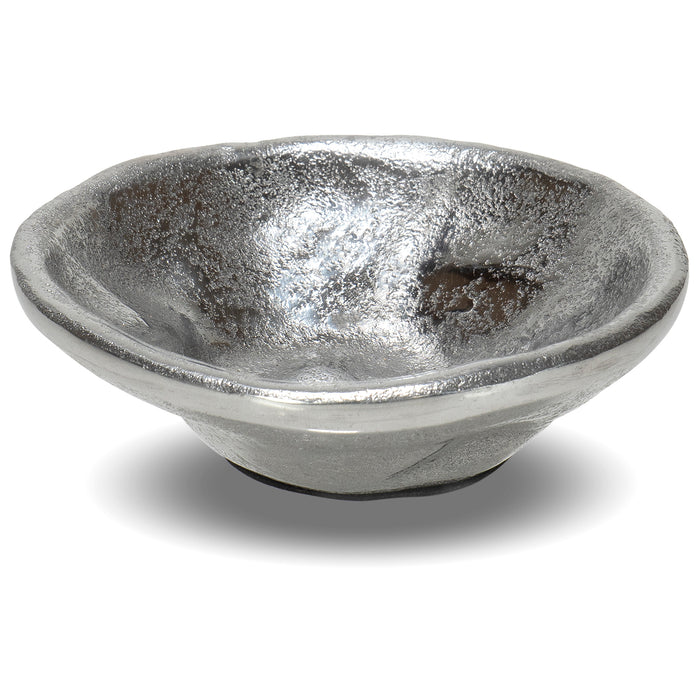 Red Co. Short Distressed Aluminum Free Form Silver Centerpiece Decorative Bowl, 4.5" Dia