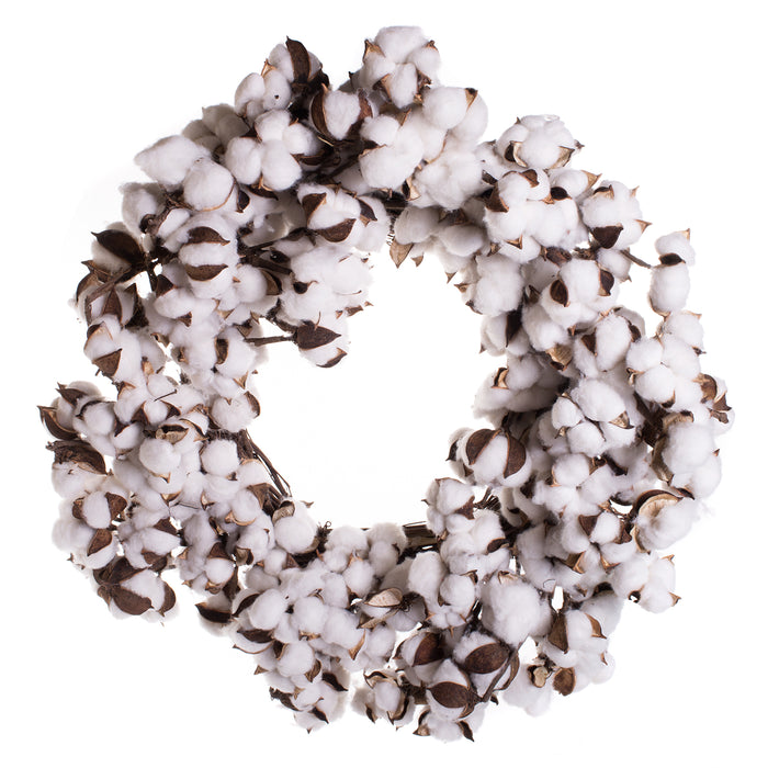 Red Co. Farmhouse Style Large Full Cotton Boll Wreath, 28 Inches