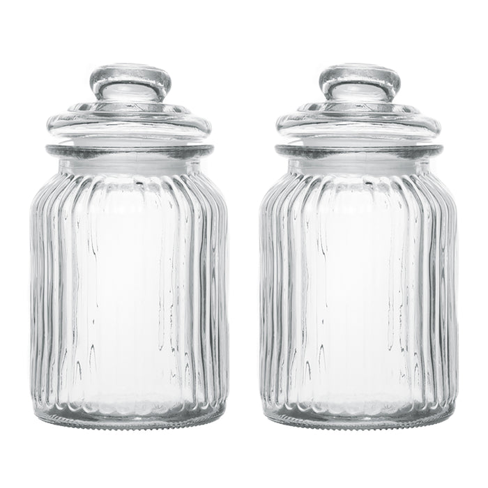 Ripple Food Storage Small Glass Jar Canister with Airtight Lid - 9.75  Ounce, 5.5 H, Set of 3