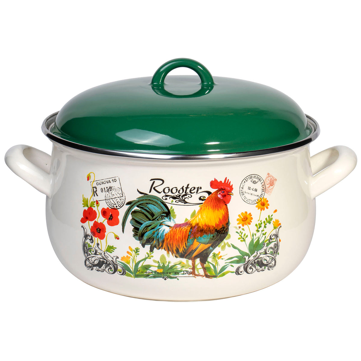APPLES Enamelware Stockpot with Glass Lid, Enameled Cooking Pot 5