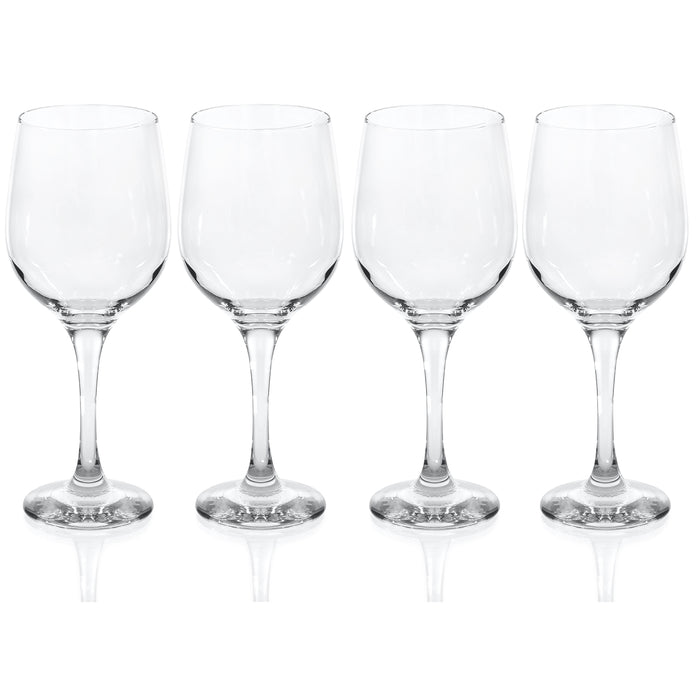 Red Co. Clear Wine Glasses with Ribbed Bowls for Red, White, or Rosé Wine, Dishwasher-Safe, 13 Ounce, Set of 4