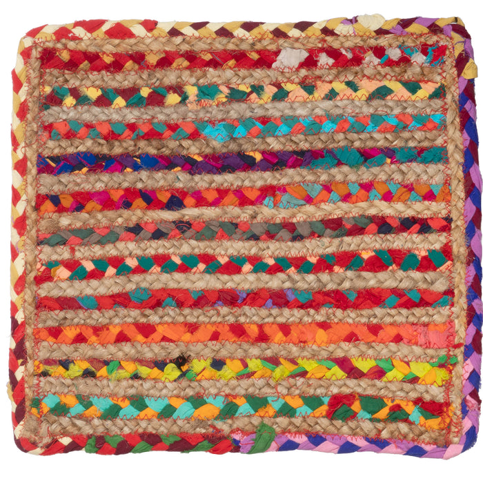 Red Co. Set of 2 Square Colorful Woven Jute Placemats, Indoor or Outdoor, 15 Inches