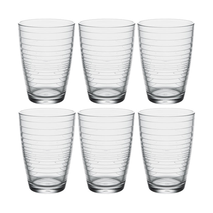 Apollon Modern Clear Glass Tall Iced Tea Cups, Drinking Glasses Water Juice Soda Beverage Tumblers, Set of 6, 14 fl oz