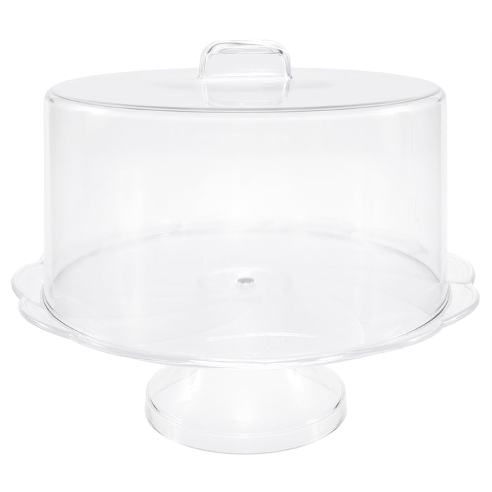 Break Resistant Plastic Cake Stand with Cover, Cake Plate with Dome, Pedestal Covered Dessert Display - 10" Dia