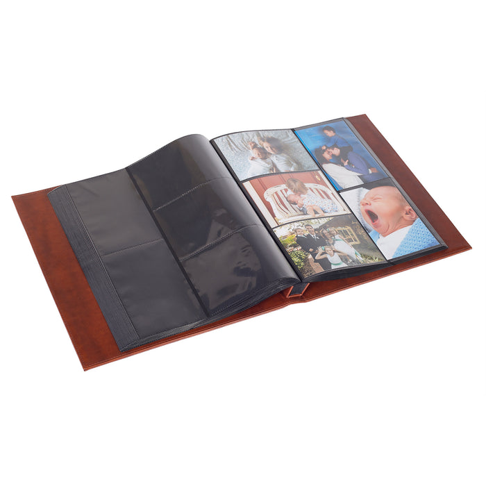 Red Co. Brown Faux Leather Family Photo Album with Embossed Tree – Holds 500 4x6 Photographs