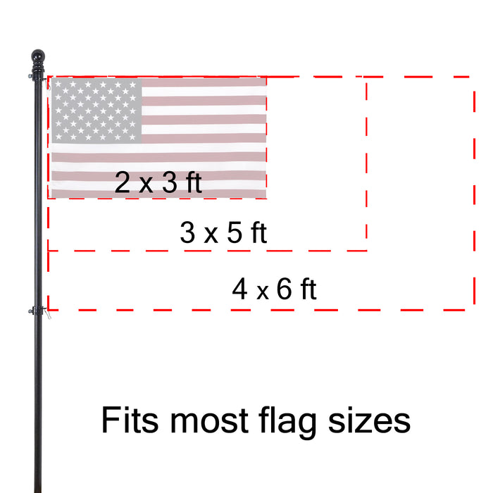 Red Co. Outdoor Wall Hanging Wooden House and Estate Flag Pole with Tangle-Free Adjustable Rotating Ring & Anti-Wrap Tube - 56"