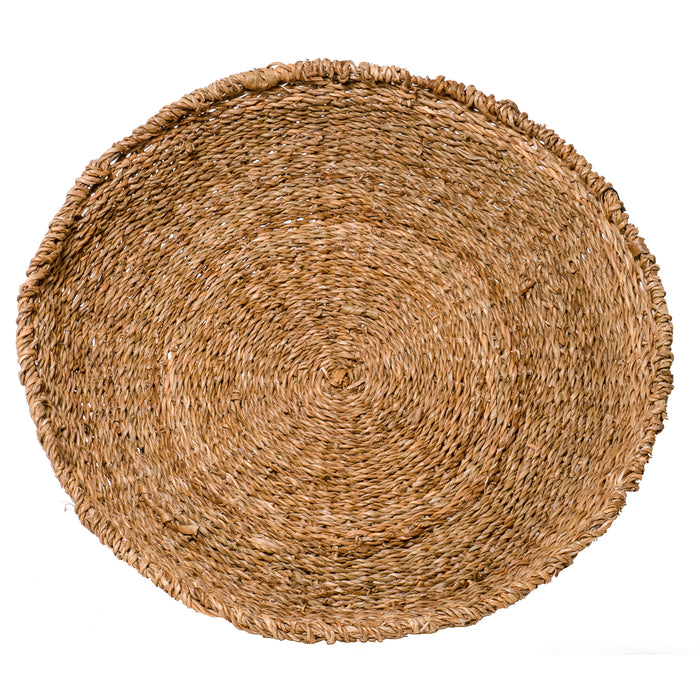 Red Co. Large Brown Round Decorative Hand-Woven Centerpiece Basket Tray, Seagrass & Iron – 22 Inches