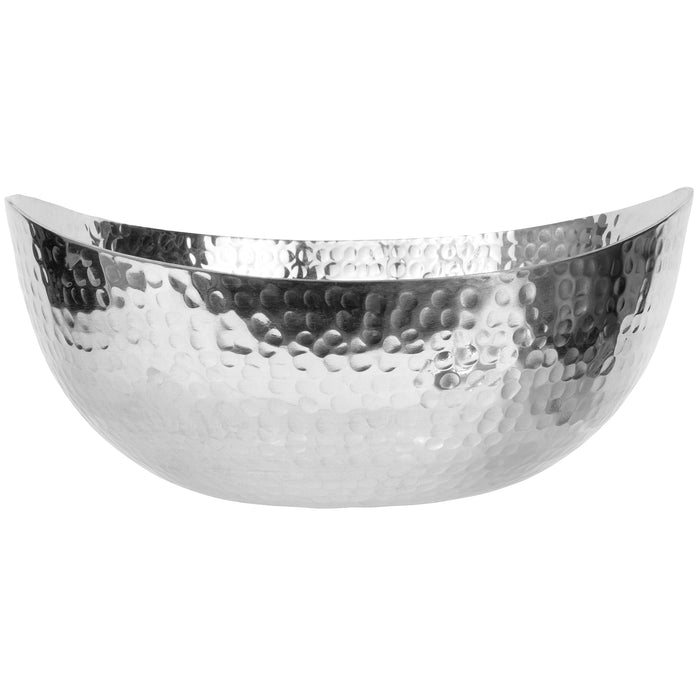 Red Co. Antique Style Tabletop Silver Hammered Centerpiece Round Decorative Bowl, Dining Living Room Home Décor — 12 Inches