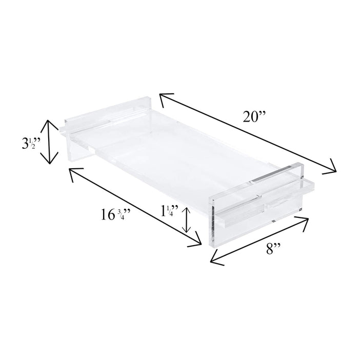 Red Co. Clear Acrylic 3 Piece Monitor Stand Computer Riser for Home, Desk, Business, Office, Gamers Multiuse Platform Lift 20" x 8" 3.5"