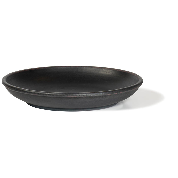 Red Co. Decorative Deep Round Primitive Hand Painted Wooden Dish in Matte Black Finish, 11 Inches