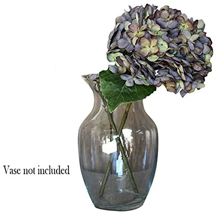 Artificial Silk Hydrangea Spray Pick Big Head Faux Bouquet - Flower Bright Petals Bush on Short Stem in Vibrant Colors, 13 Inches Blooming Florals for Home & Wedding Decor Embellishing (Dark Green)