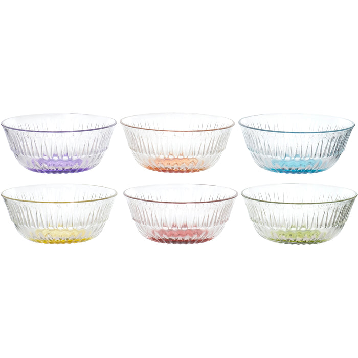 Red Co. Mini Multi Colored Clear Glass Basic Multipurpose Prep and Serving Bowls, Set of 6, 5-inch, 11 oz