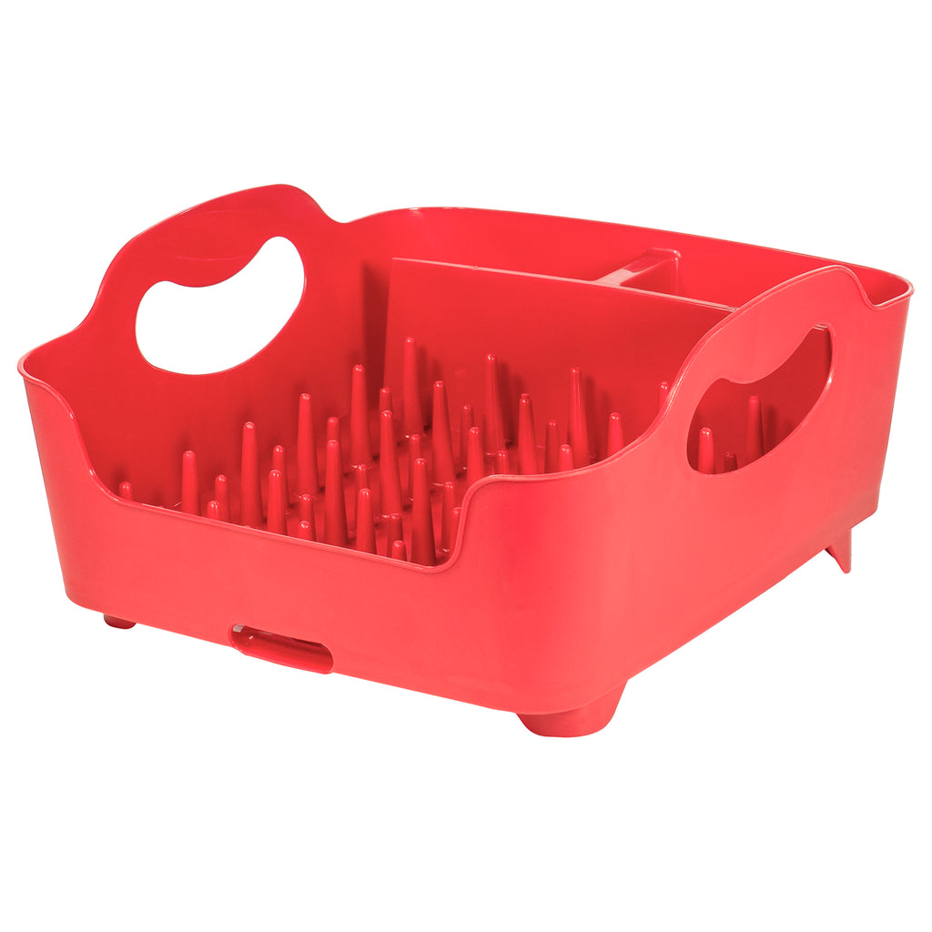 Red Co. Kitchen Countertop Plastic Dish and Cutlery Drying Rack