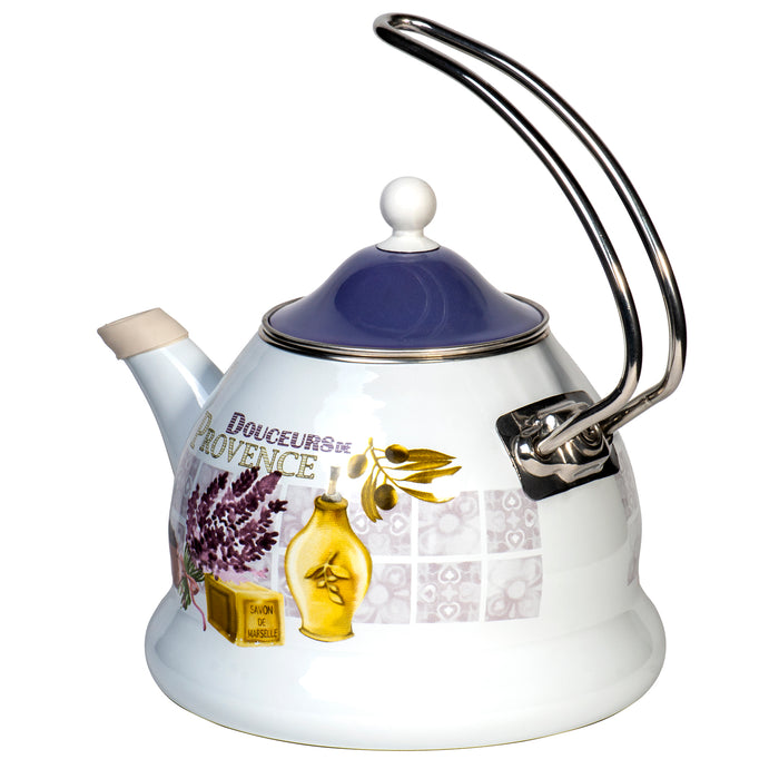 Enamel on Steel Stove Top Teapot Kettle - Retro Classic Design - 2.3 Quarts