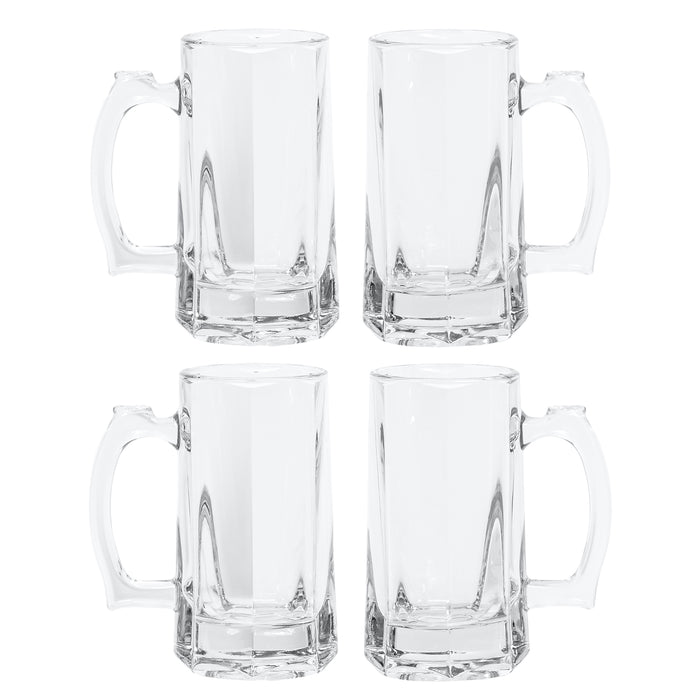 COKTIK 4 Pack Heavy Large Beer Glasses with Handle - 14 Ounce Glass Steins,  Classic Beer Mug glasses Set