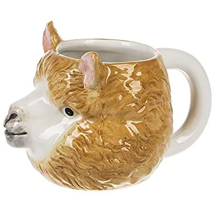 Llama 3D Coffee Tea Mug Cup, Hand Painted Ceramic - 15.5 oz. Capacity