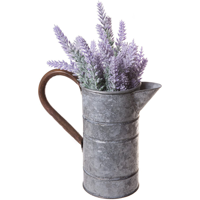 Rustic Galvanized Tin Watering Can, Decorative Pitcher, Vintage Plant Flower Vase, Small, 7-inch